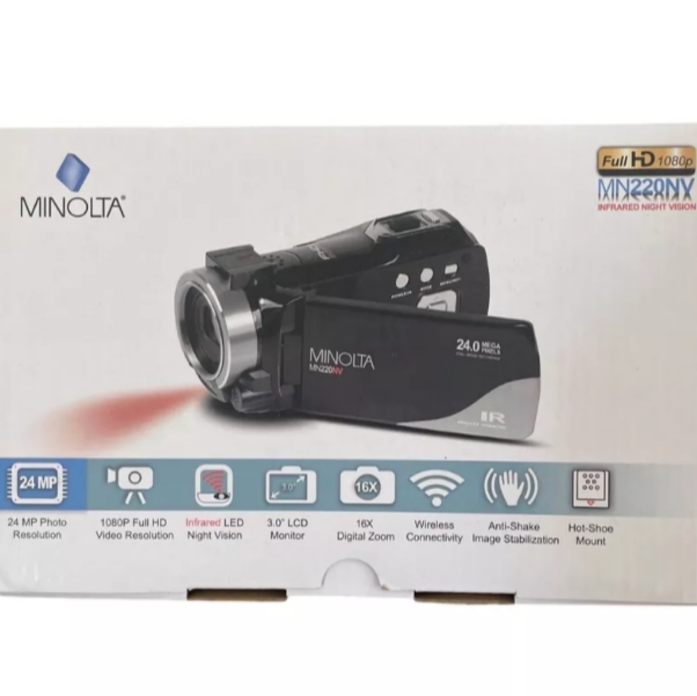 Black Digital Video Camera with Flip-Out LCD and Lens